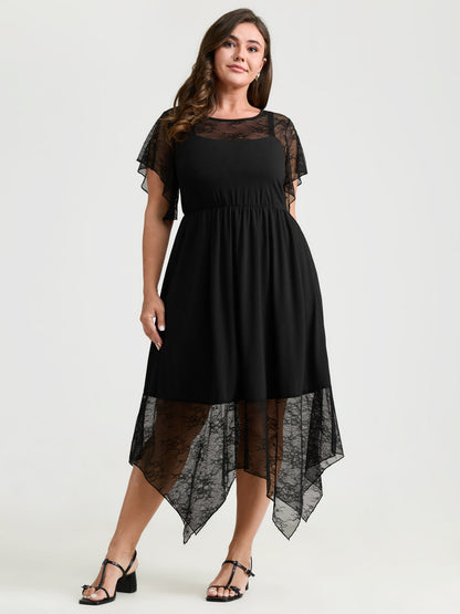 Supersoft Sheer Lace Neckline Maxi Dress