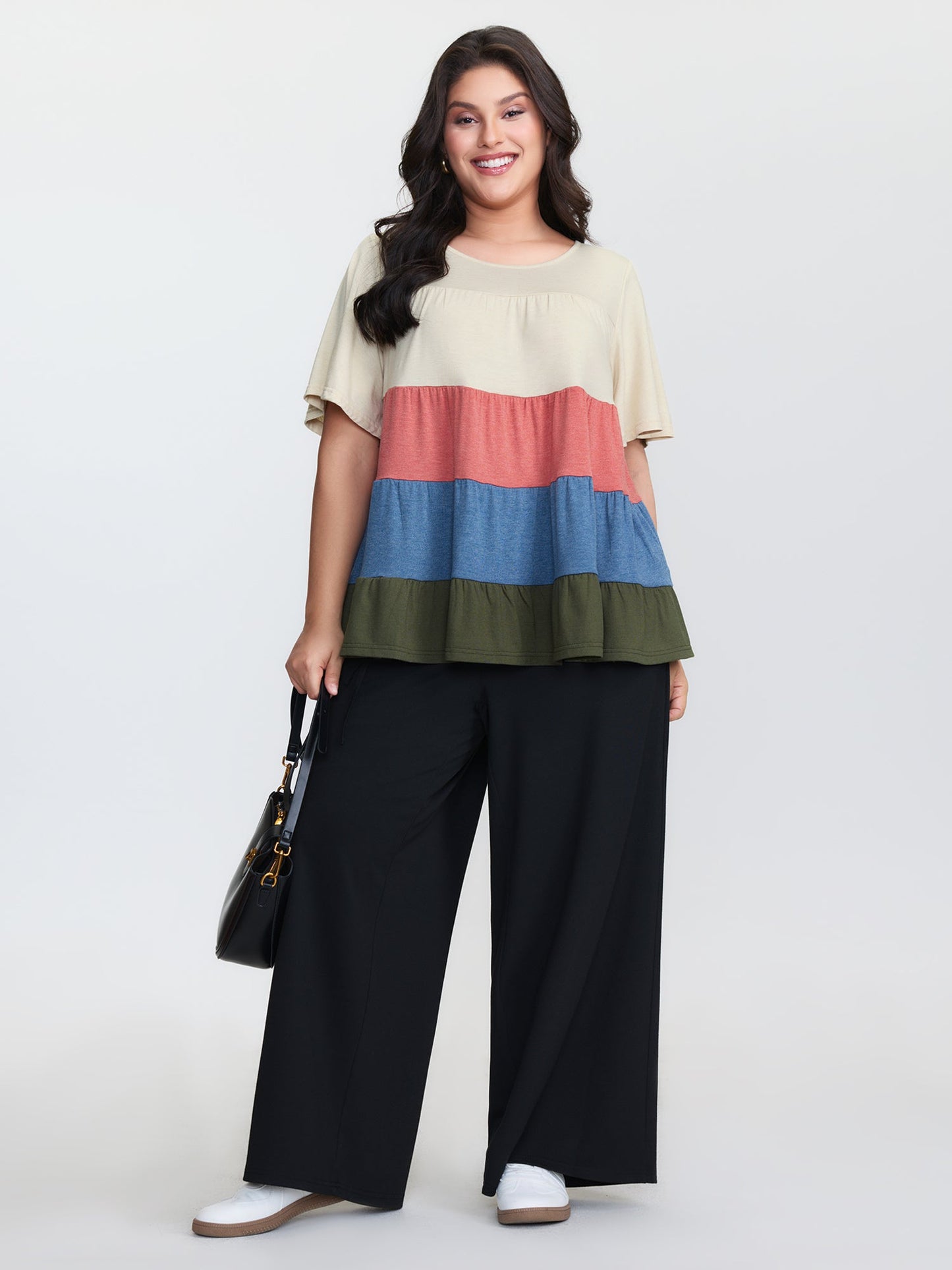 Supersoft Colorful Stripes A-Line Knit Top