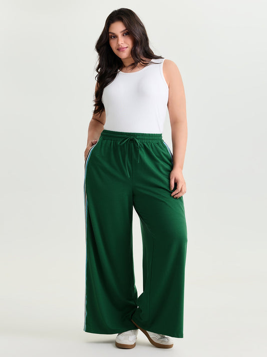 Side Striped Stretchy Waist Pants