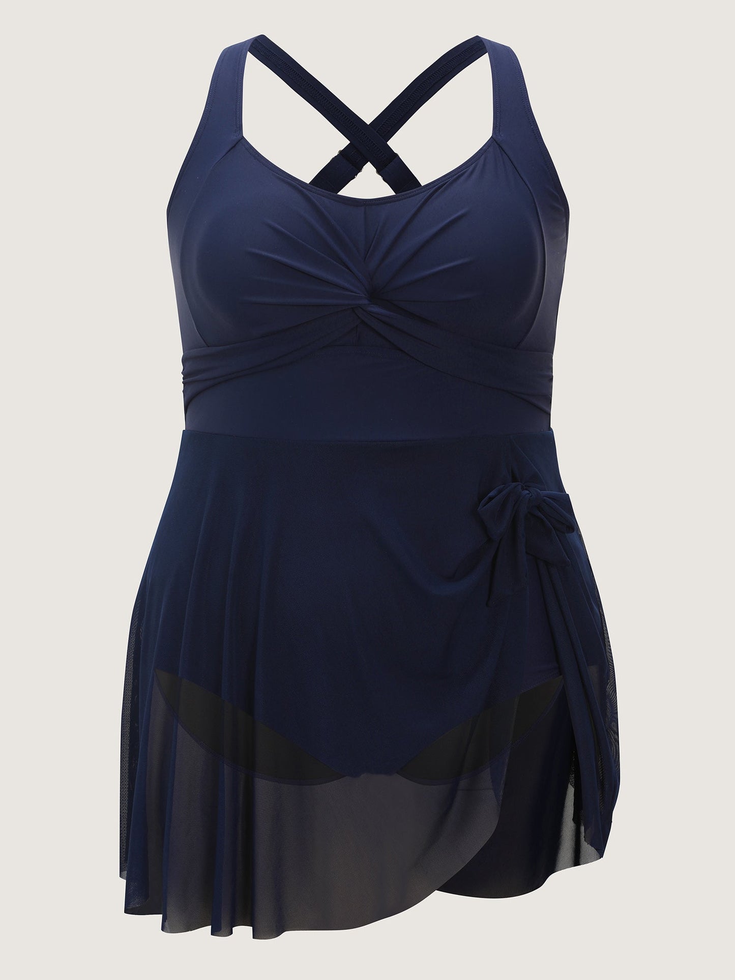 Knotted Hem Twist Front Swim Dress