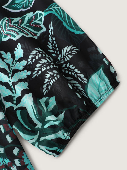 Tropical Breeze Stretchy Sleeve Swim Cover-Up