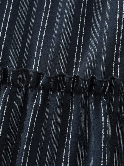 Striped Linen Blend Tiered Maxi Dress