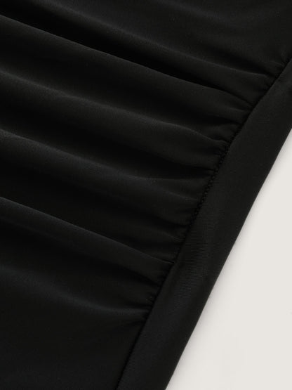 Color Contrast Ruffled Trim One-Piece Swimsuit