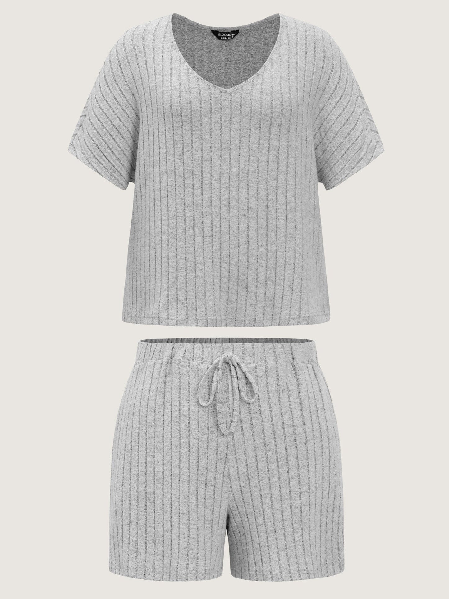 Stretchy-Fit Ribbed Texture Lounge Set