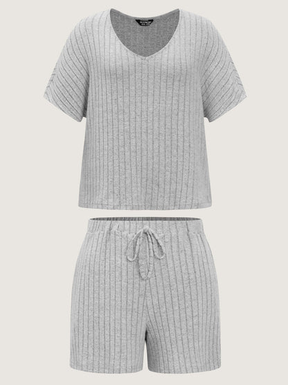 Stretchy-Fit Ribbed Texture Lounge Set
