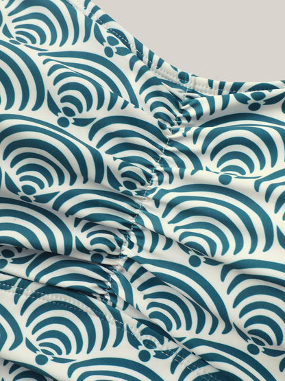 Shell Print Ruched Swim Dress