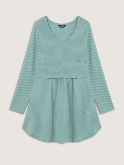 Layered V-Neck Fit and Flare Knit Top