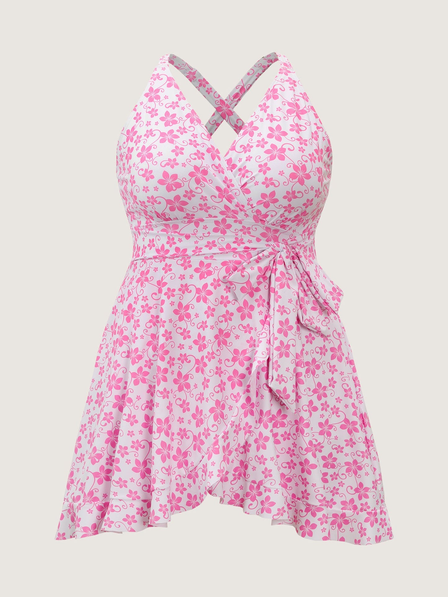 Cute Floral Print Anti-Float Tie Swim Dress