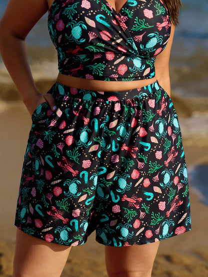 Ocean Print Pockets Swim Bottoms