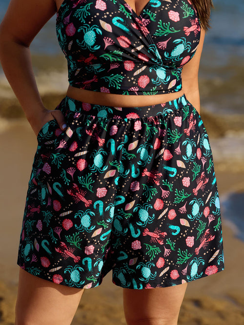 Ocean Print Pockets Swim Bottoms