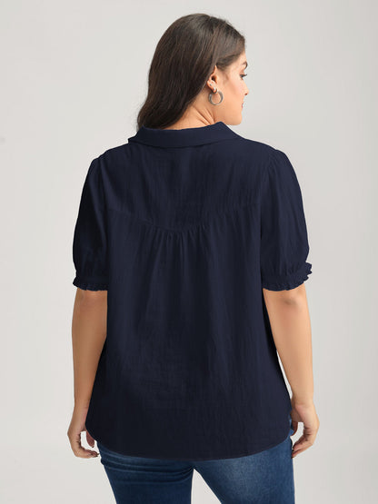 Pure Cotton Ruffled Puffy Sleeve Blouse