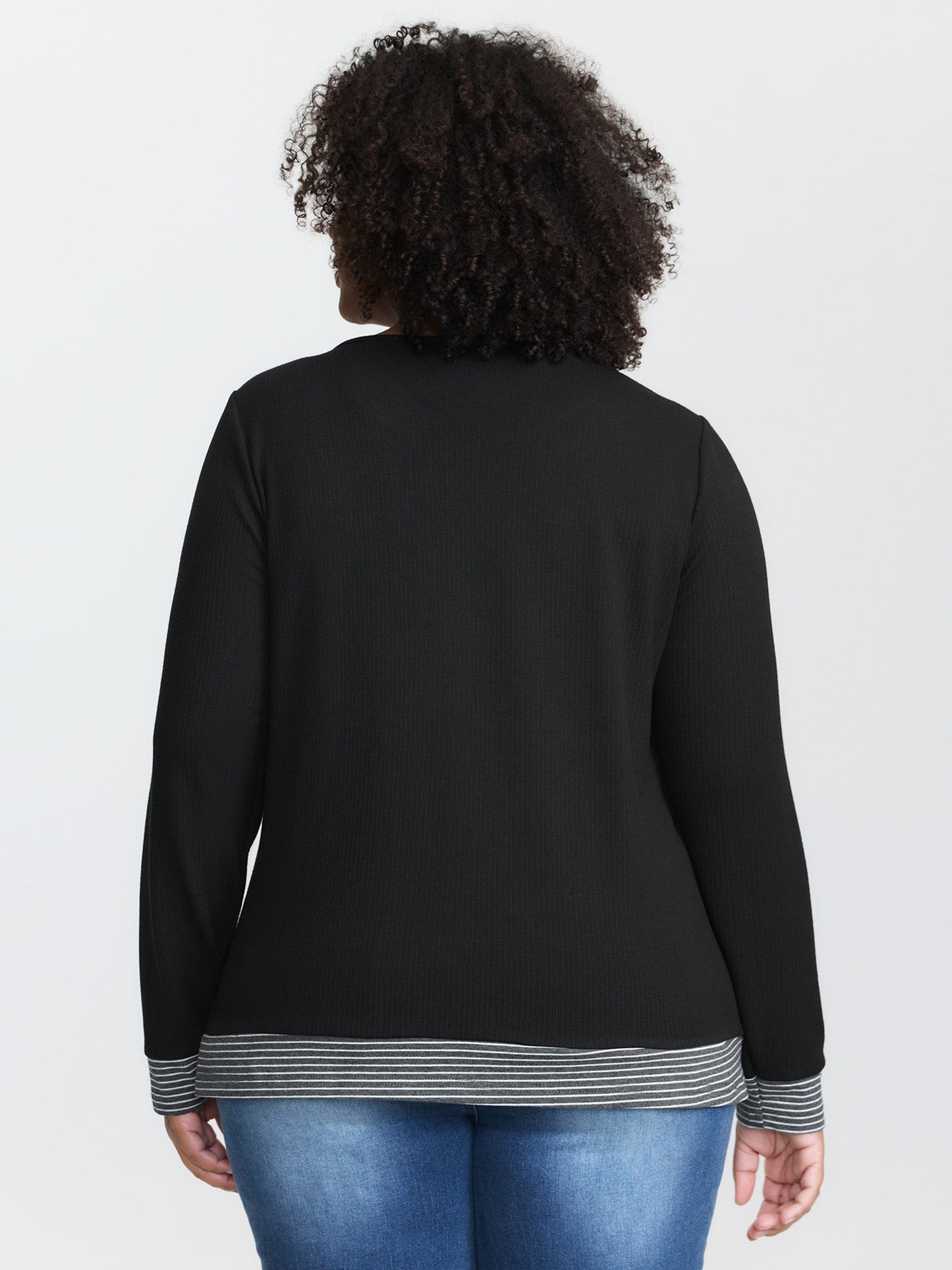 Striped Contrast Button Placket T-Shirt