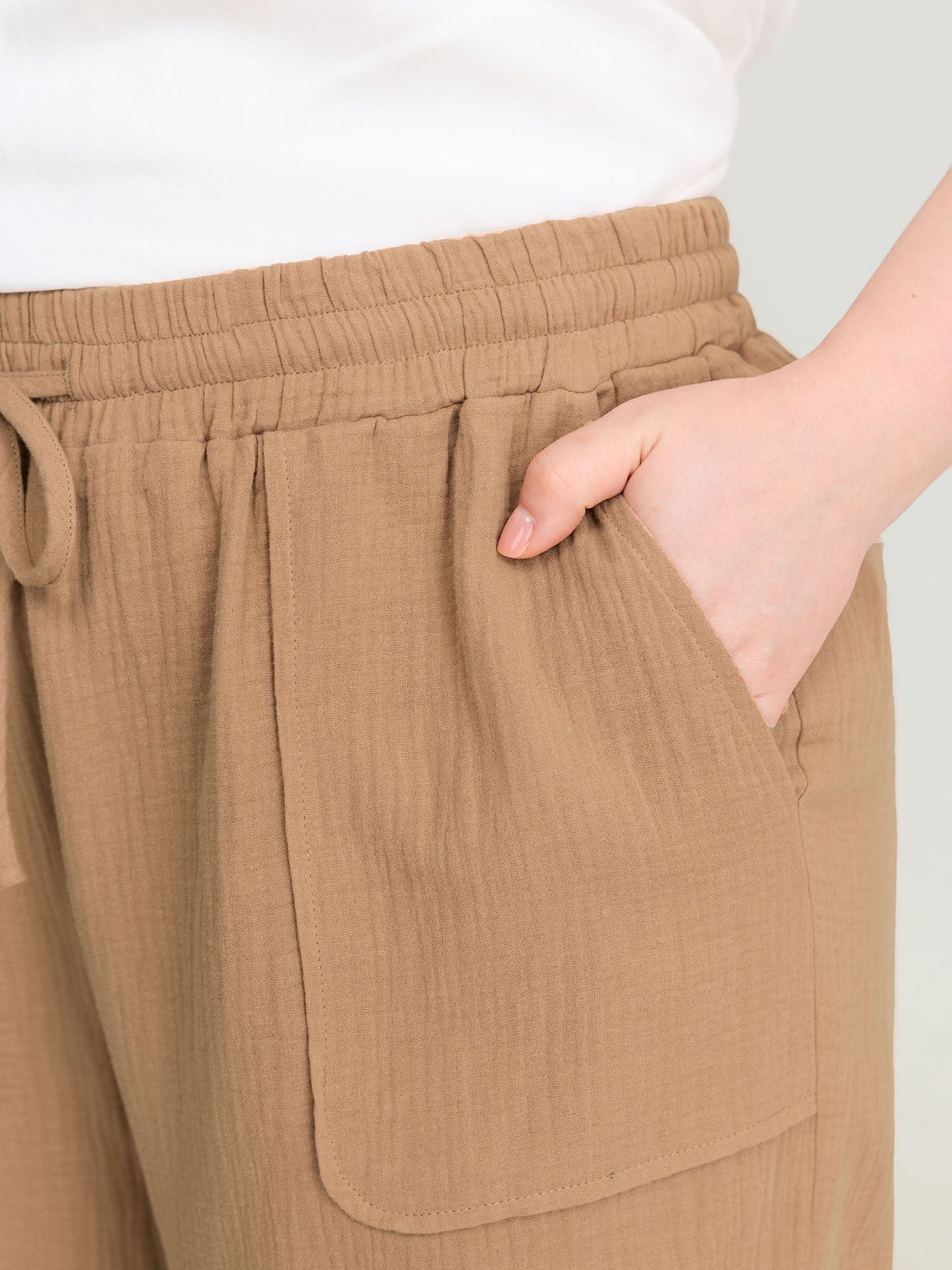 Pure Cotton Drawstring Split Side Pants