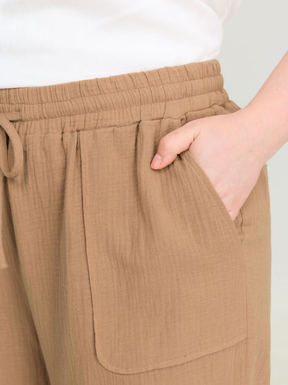 Pure Cotton Drawstring Split Side Pants