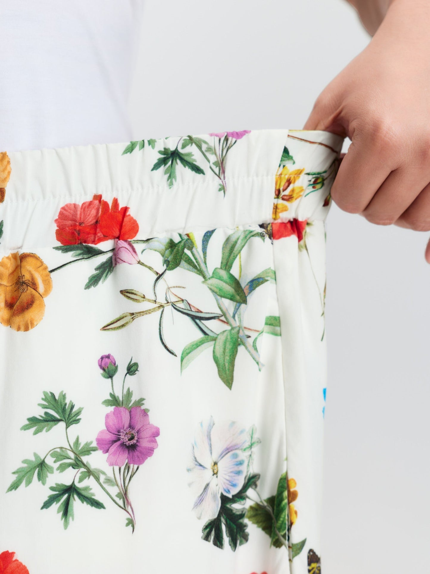 Floral Print Stretchy Waist Wide-Leg Pants