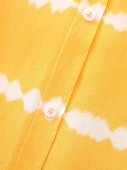 Zesty Striped Print A-Line Pockets Midi Dress