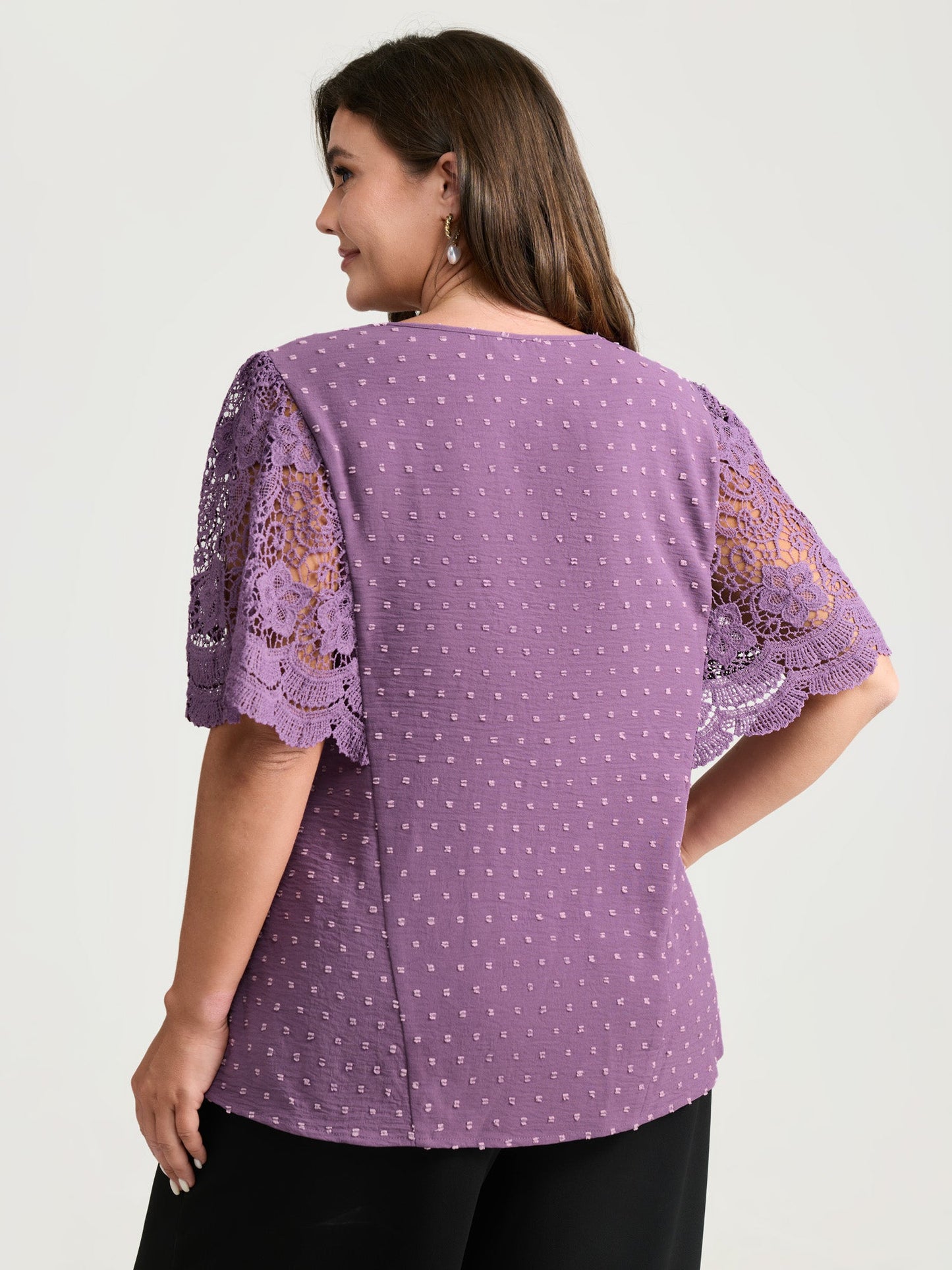 Supersoft Sheer Lace Sleeve Cinched Blouse