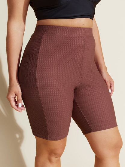 Textured Side Pockets Sculpting Swim Bottoms