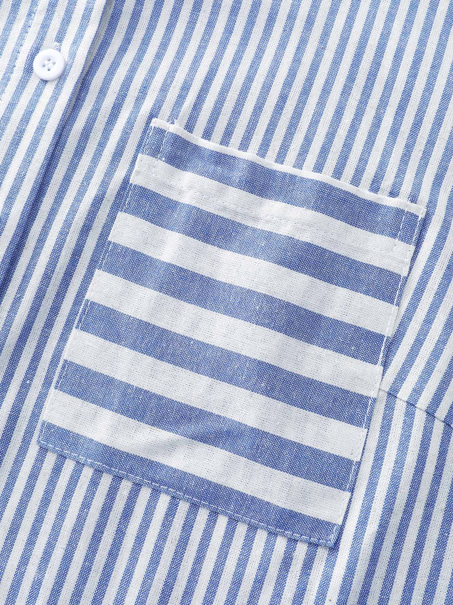 Cotton Nautical Striped Pocket Button Down Shirt