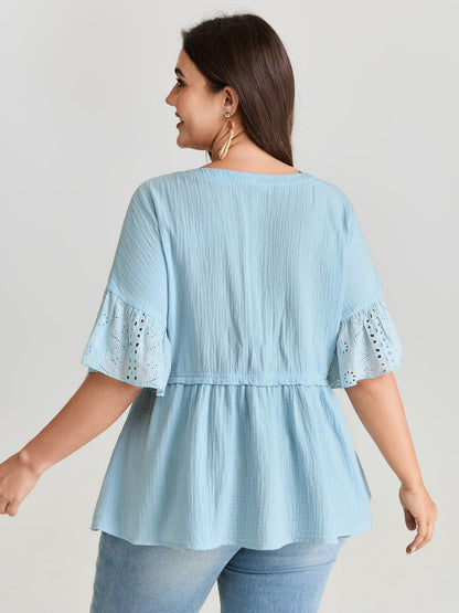 Cotton Ruffle Sleeve Babydoll T-Shirt