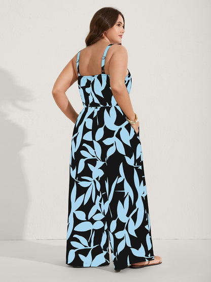 Silhouette Floral Print Sweetheart Jumpsuit