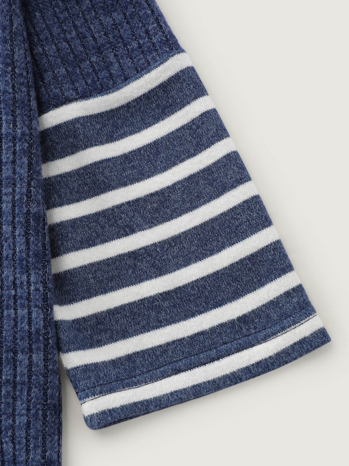 Ribbed Stripe Button Placket T-Shirt