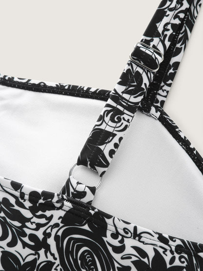 Paisley Print Twist Front Swim Dress