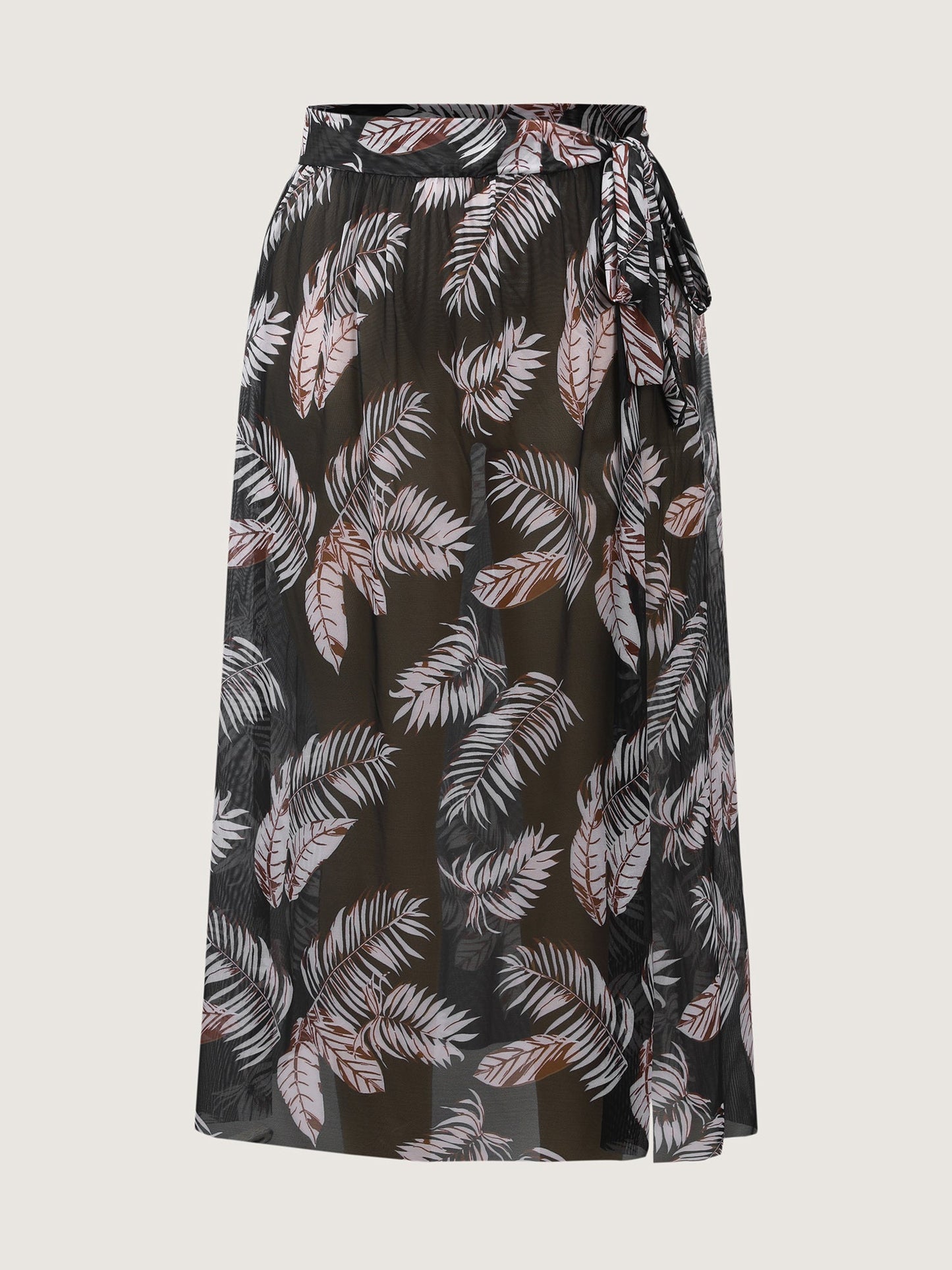 Two-Piece Tropical Print Sarong Wrap Swim Bottoms Set