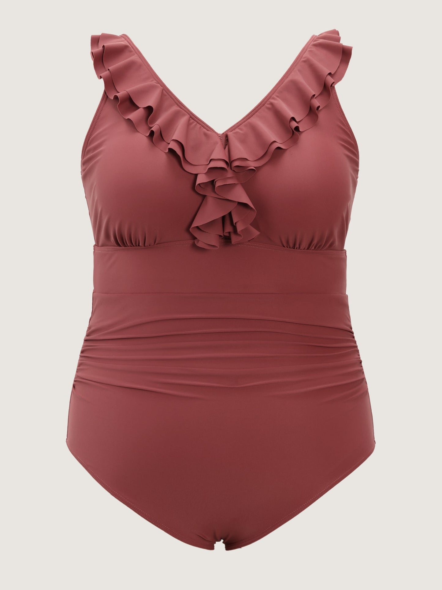 Ruffled Trim Ruched One-Piece Swimsuit