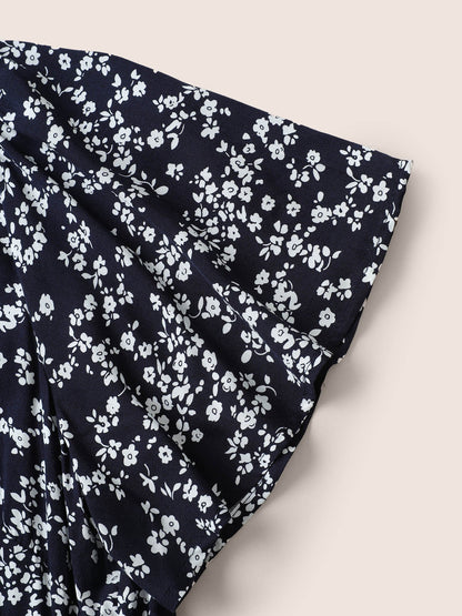 Bloom Dress - Flutter Sleeve Ditsy Floral Pocket Split Maxi Dress