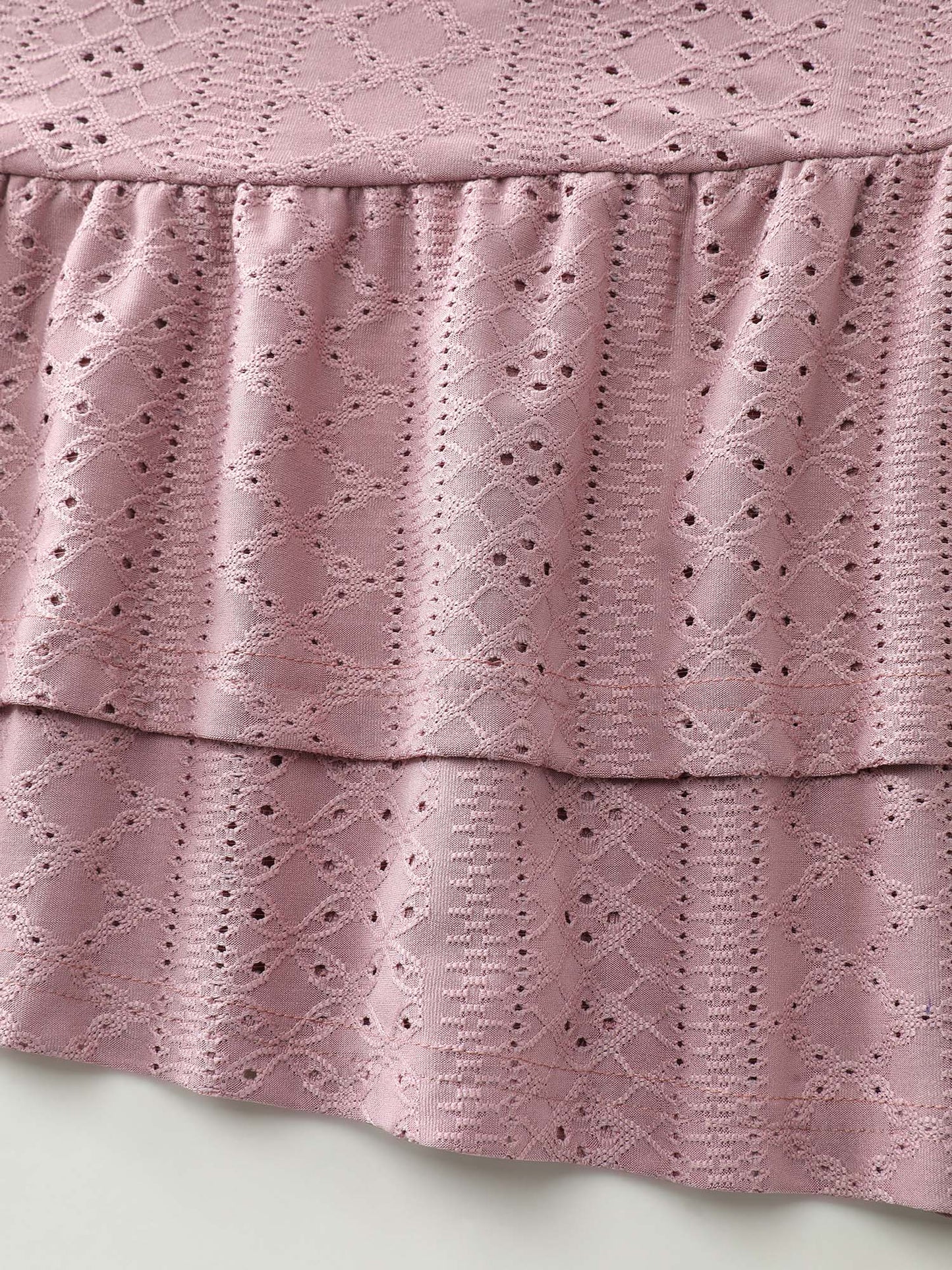 Textured Ruffled Layered Hem Knit Top