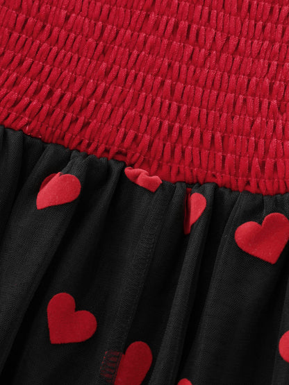 Velvet Heart Shaped Flocked Shoulder-Tie Maxi Dress