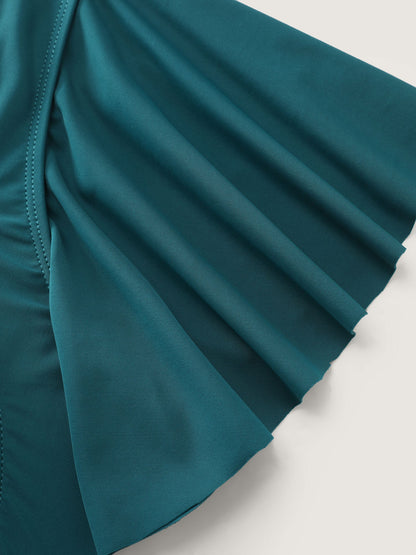 Ruched Front-Tie Flowy Swim Dress