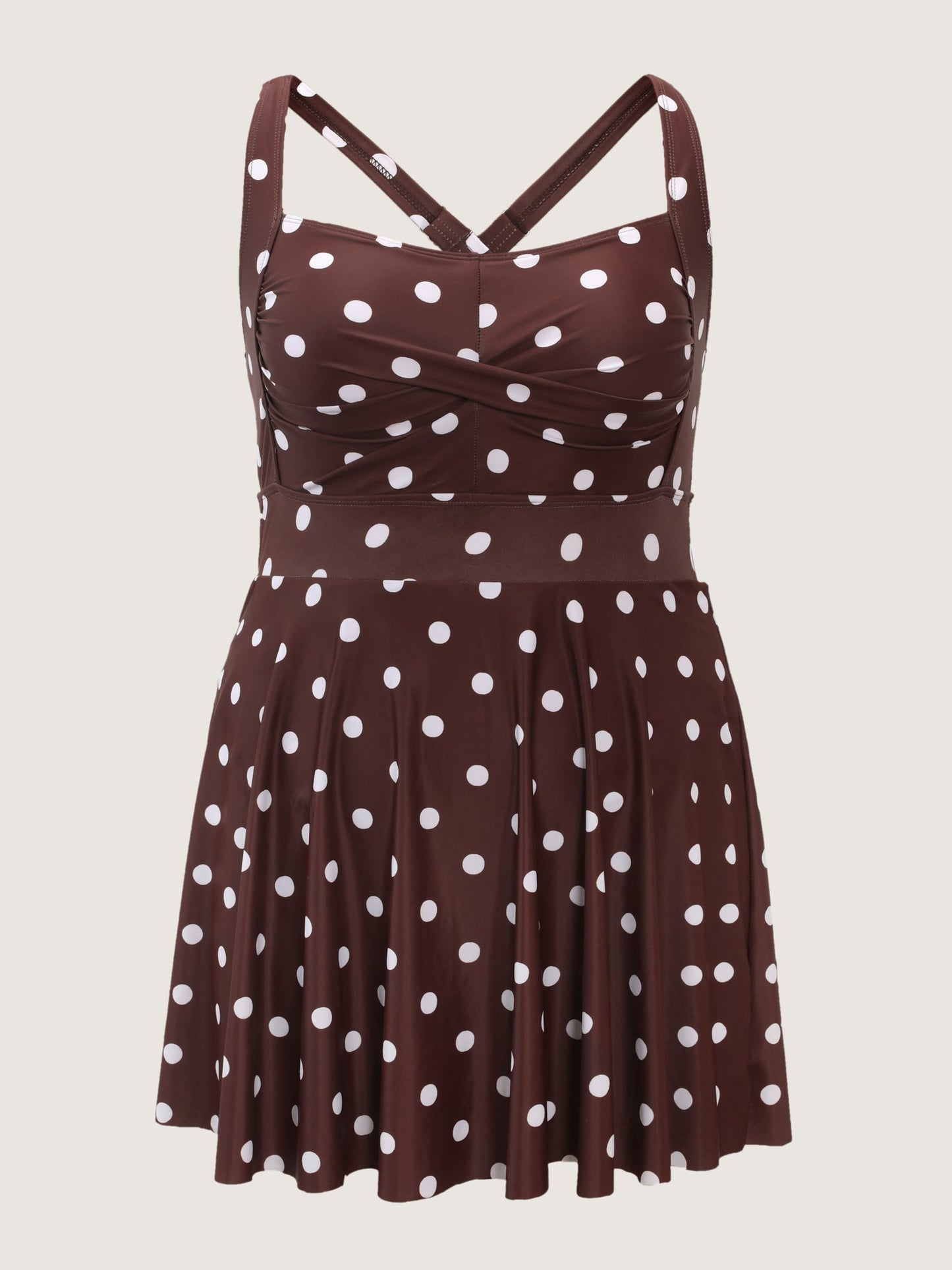 Twist-Front Polka Dots Swim Dress