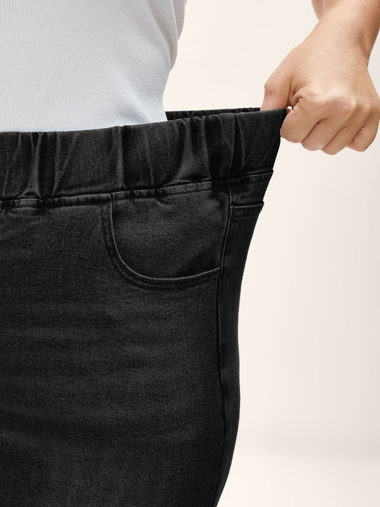 Pull-On Stretchy Skinny-Fit Denim Shorts