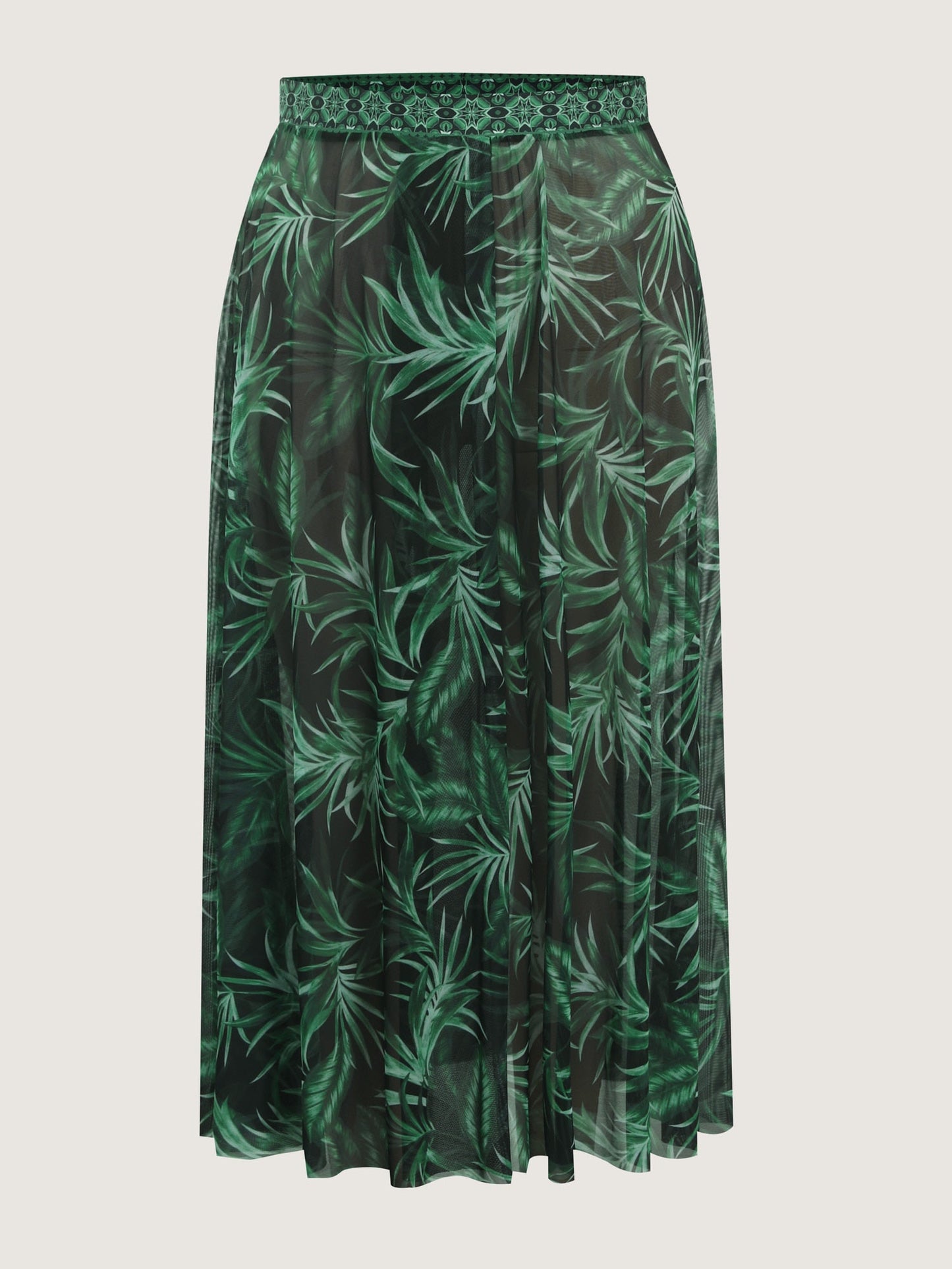 Tropical Plant Print One-Piece Swimsuit Set