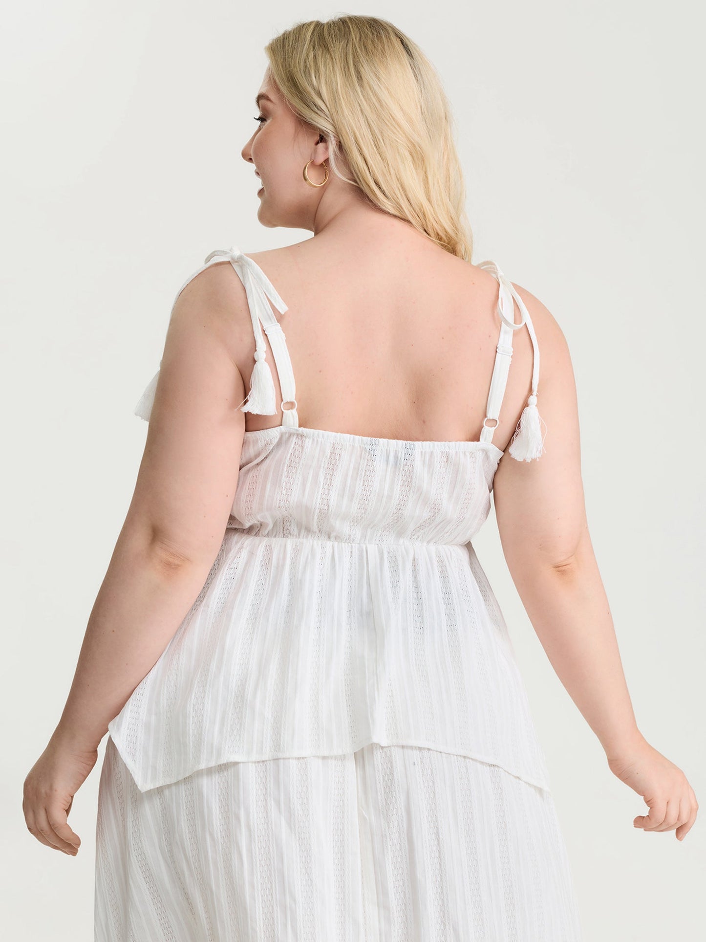 Cotton Striped Bodice Fit And Flare Tank Top