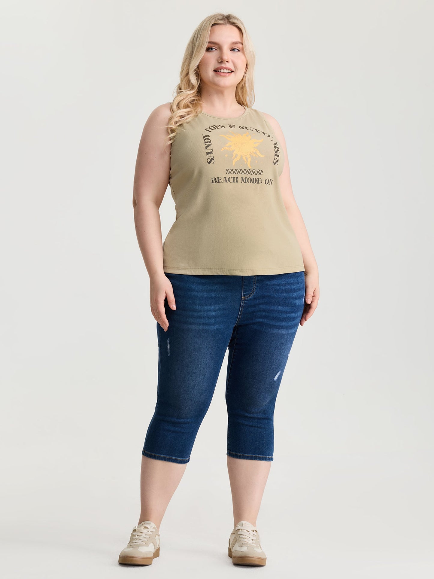 Round Neck Beach Mode Tank Top