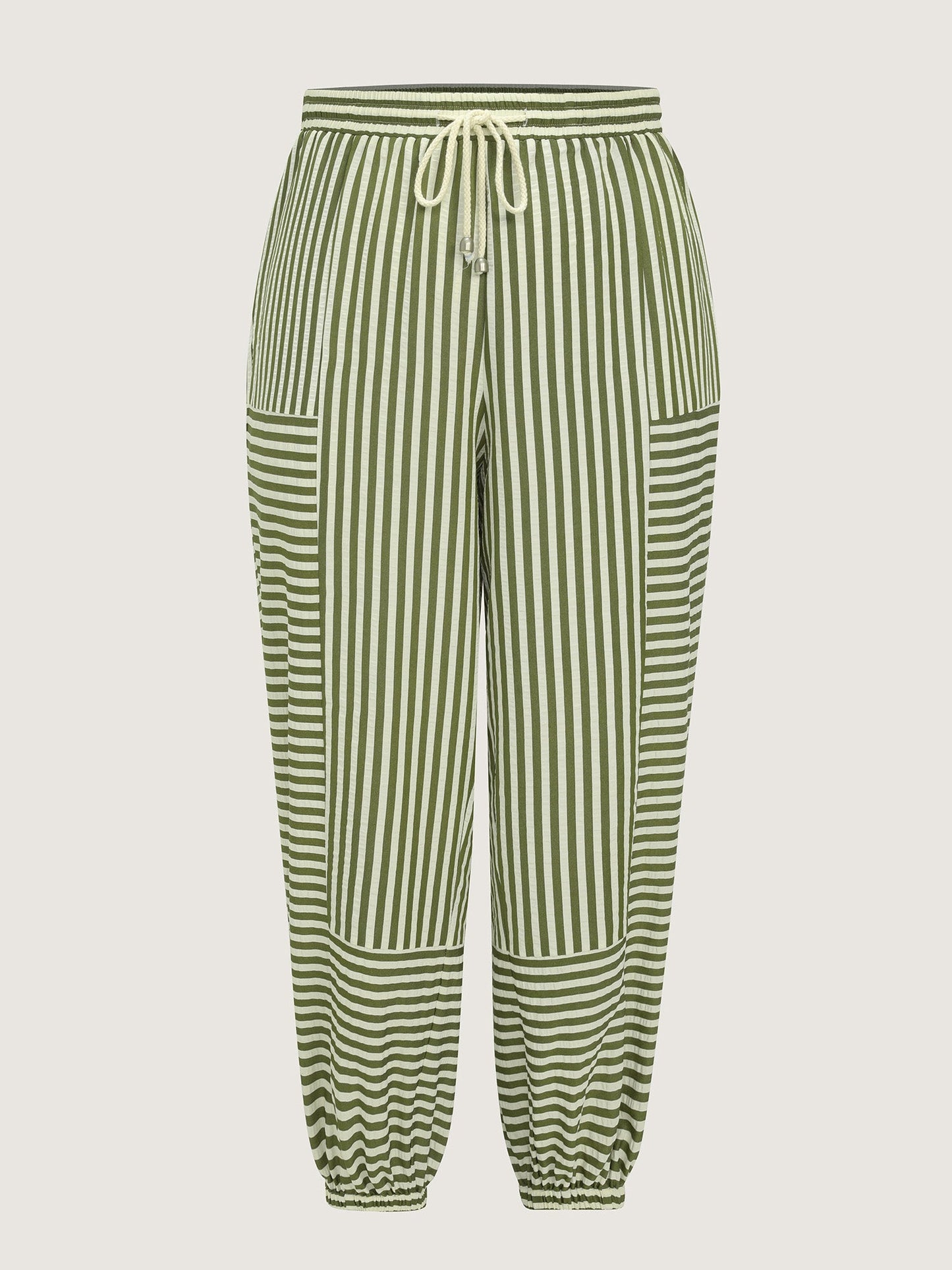 Striped Print Cuffed Hem Pants