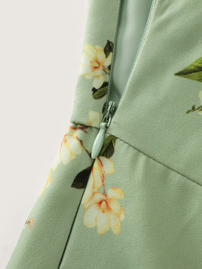 Elegant One-Shoulder Floral Knotted Maxi Dress
