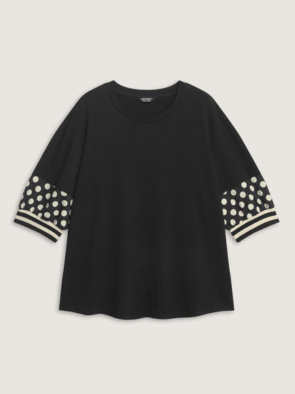 Supersoft Polka Dots Sleeve Flowy T-Shirt