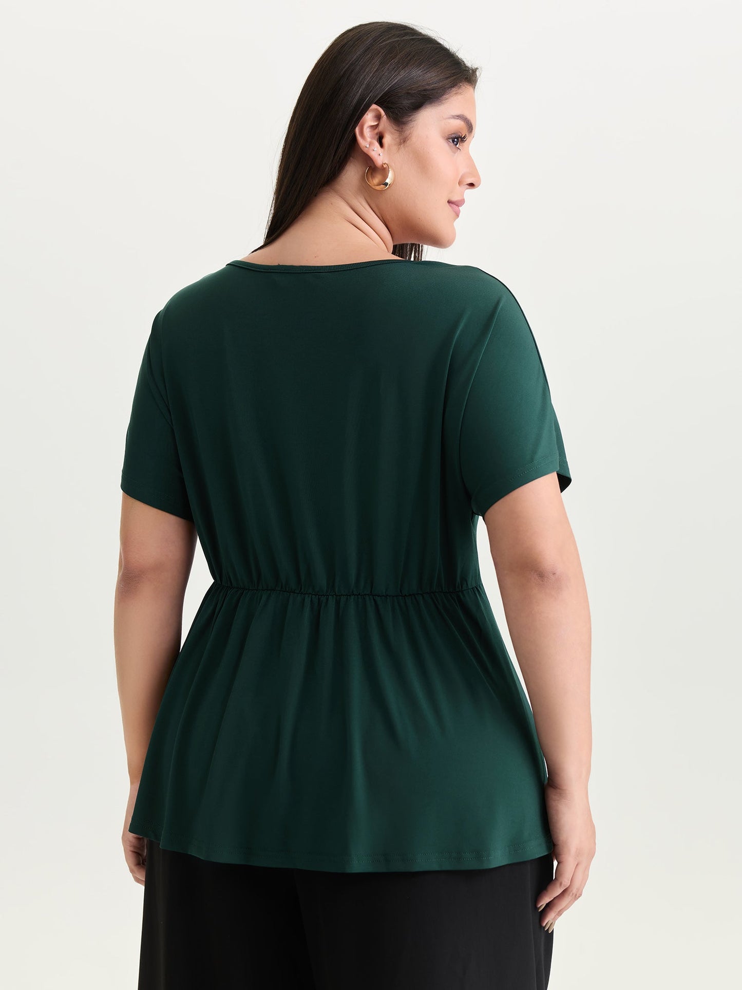 Stretchy Draped Side Tie Blouse