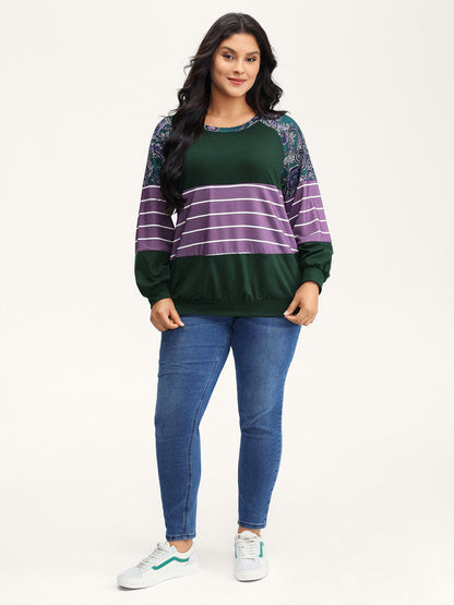 Supersoft Colorblock Paisley Print Sweatshirt