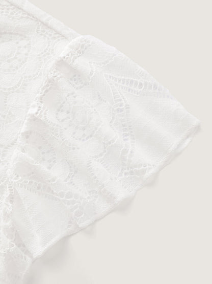 Floral Lace Knit Crew Neck Top