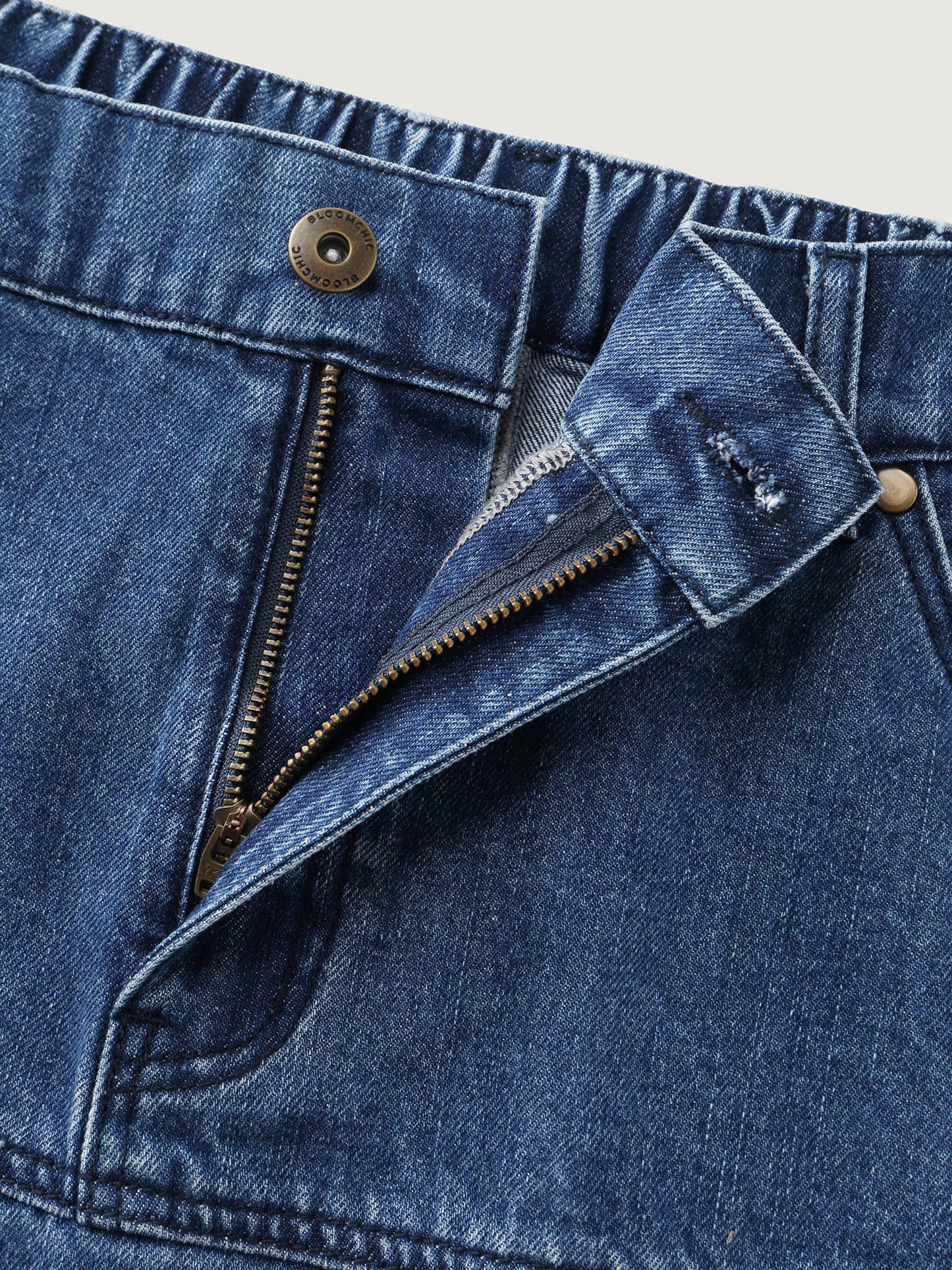 Elastic Back Waistband Maxi Denim Skirt
