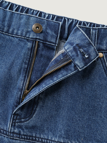 Elastic Back Waistband Maxi Denim Skirt