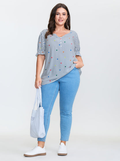 Floral Print Notched Collar Blouse