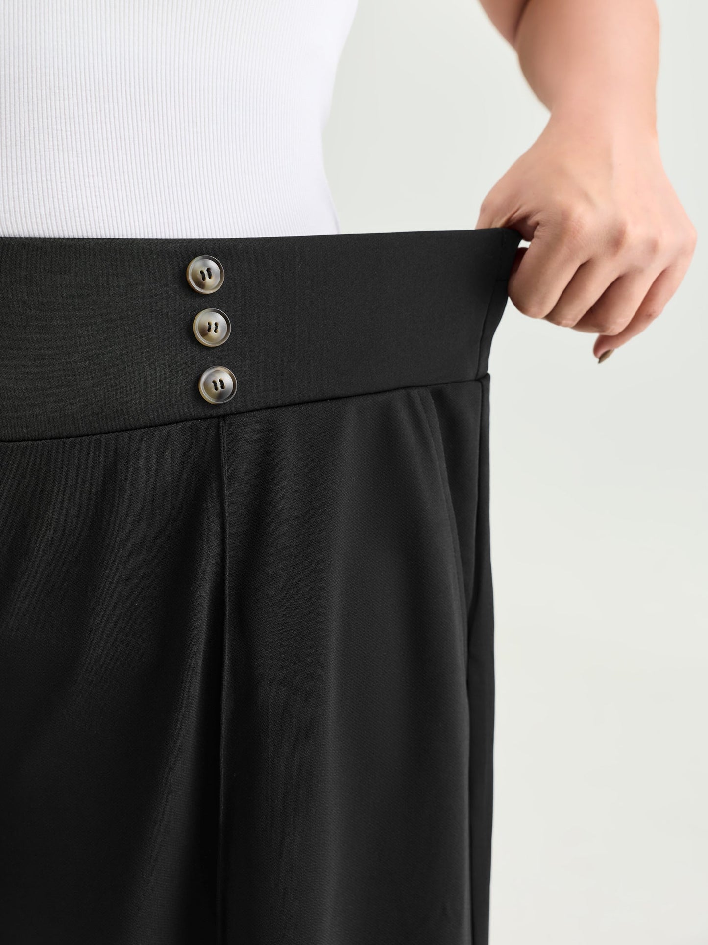Stretchy Wide Waistband Wide-Leg Pants