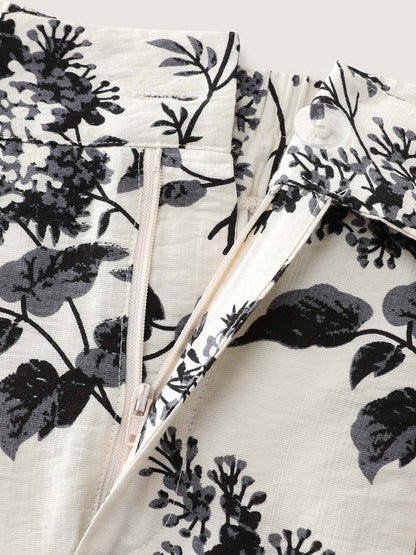 Silhouette Flower Print Wide-Leg Pants