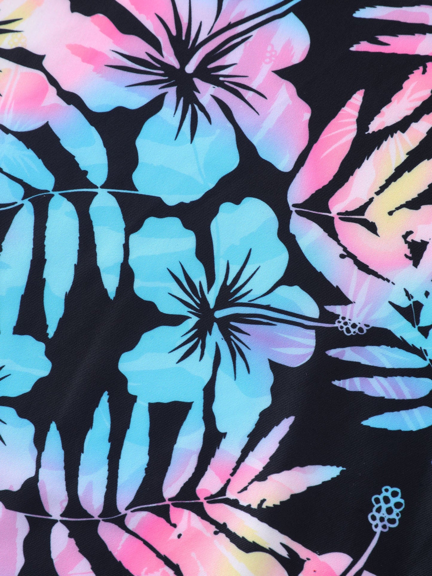 Tropical Floral Color Contrast Pocket Swim Dress